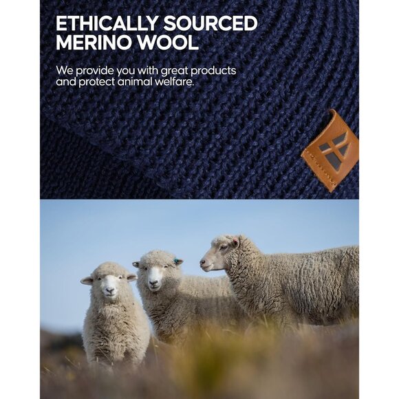 Men's Dark Grey Merino Wool Fitted Stretch Beanie Stretchy Fisherman Beanie Cap - Picture 5 of 6